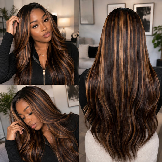 MianiHair Body Wave 1B30 13x6 Frontal Wig Highlights