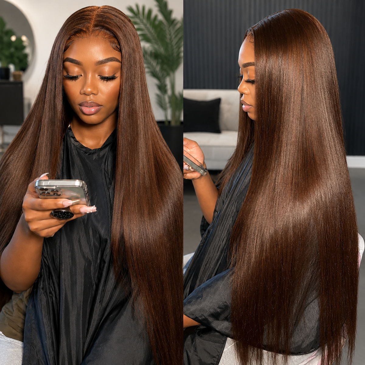 MianiHair Straight Chocolate Brown 13x6 Frontal Wig